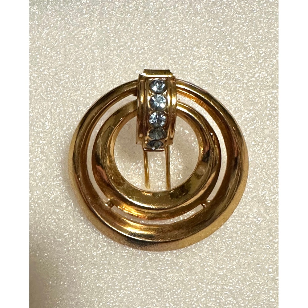 Art Deco Coro Dress Clip Circle w/ Blue Rhinestones